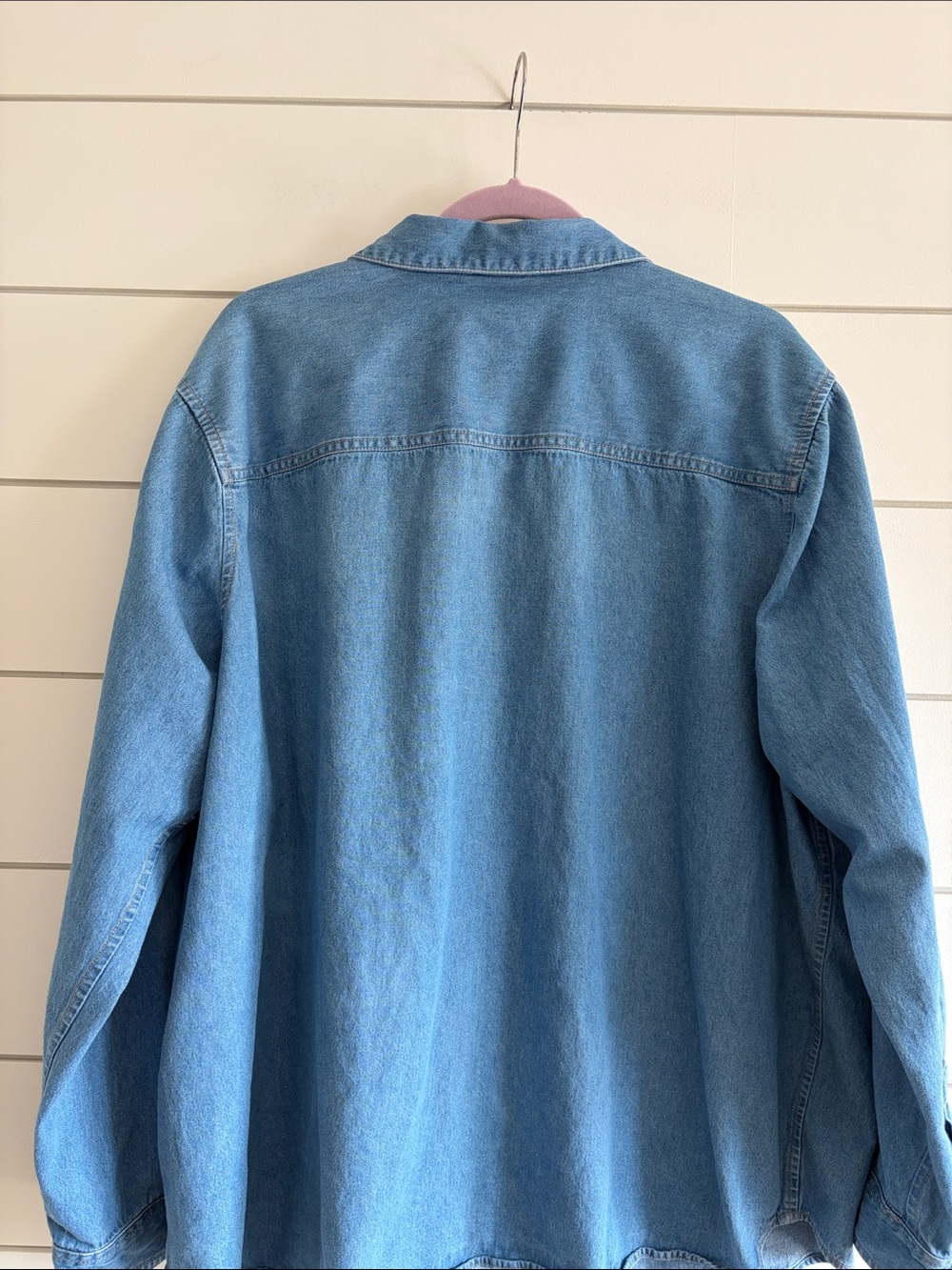 Vintage Light Blue Denim Button-Up Shirt/Shacket with Floral Embroidery Size 1X - Picture 5 of 5